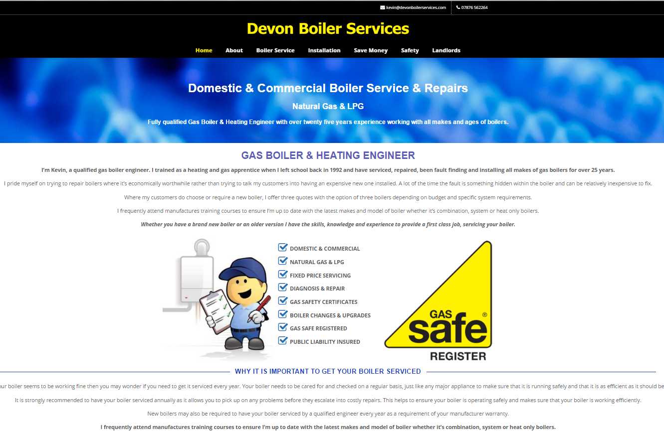 Devon Boiler Services Screenshot